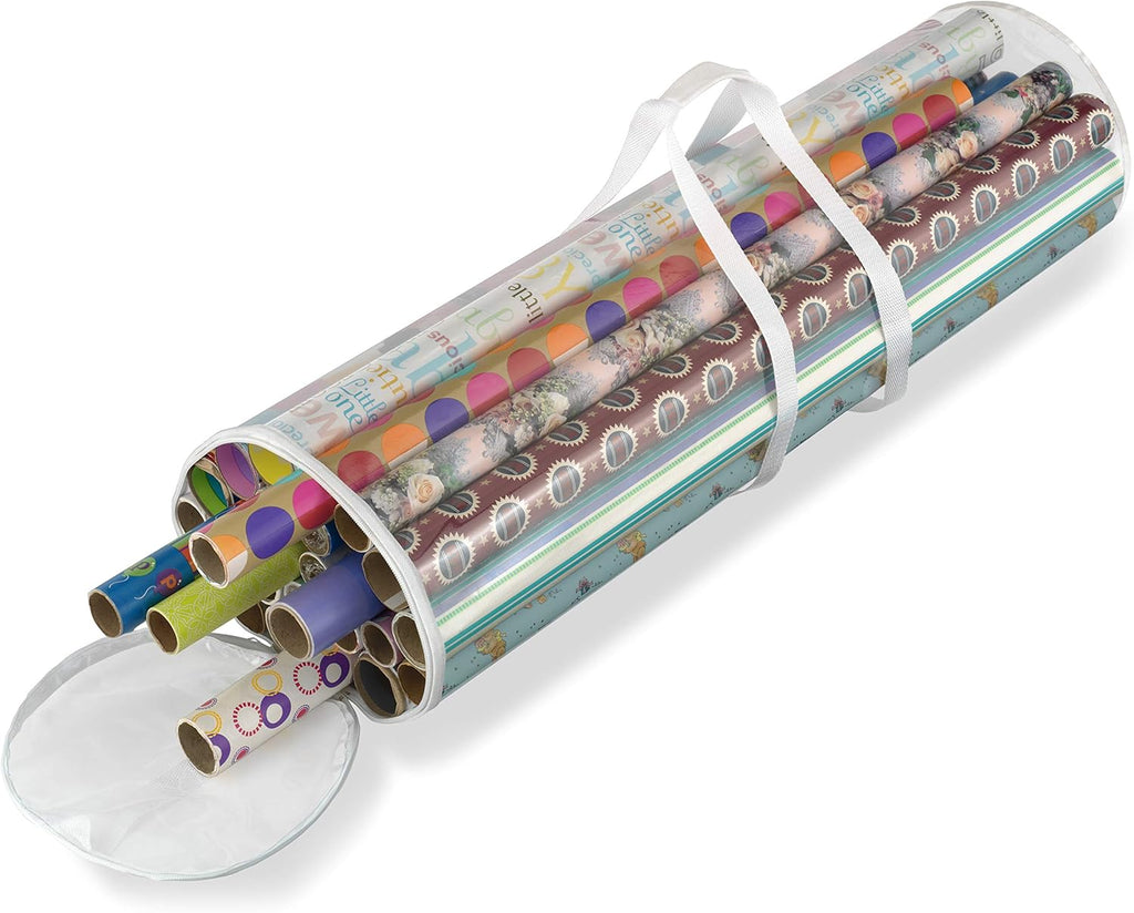 Whitmor Clear Gift Wrap Organizer - Zippered Storage for 25 Rolls | Pack of 6