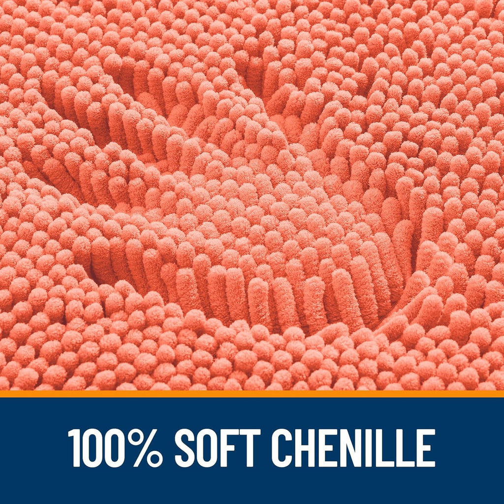 OLANLY Bathroom Runner Rugs - Extra Soft Chenille Bath Mats | Quick-Dry, Machine Washable, Coral 47x17