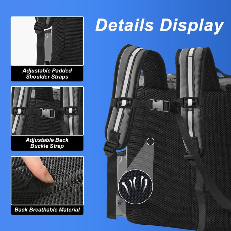 ESPXBOX Food Delivery Backpack with 4 Cup Holder, Insulated Pizza Delivery Bag for Delivery Bike, Large Leakproof Delivery Bags for Hot/Cold Food for Uber Eats, Doordash, Postmates（Gray）
