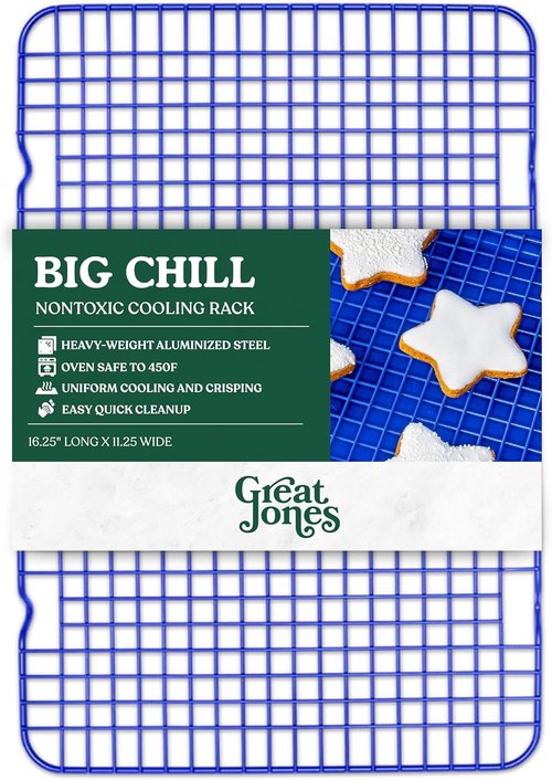 Great Jones Big Chill Wire Cooling Rack - Heavy-Weight Nonstick Baking Rack (Blueberry) | 16.9" x 11.4" Oven Safe Up to 450°F
