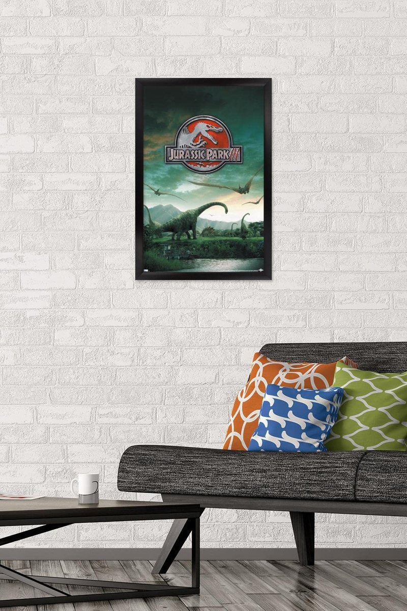 Trends International Jurassic Park 3 - Dinosaurs Wall Poster, 14.725" x 22.375", Black Framed Version