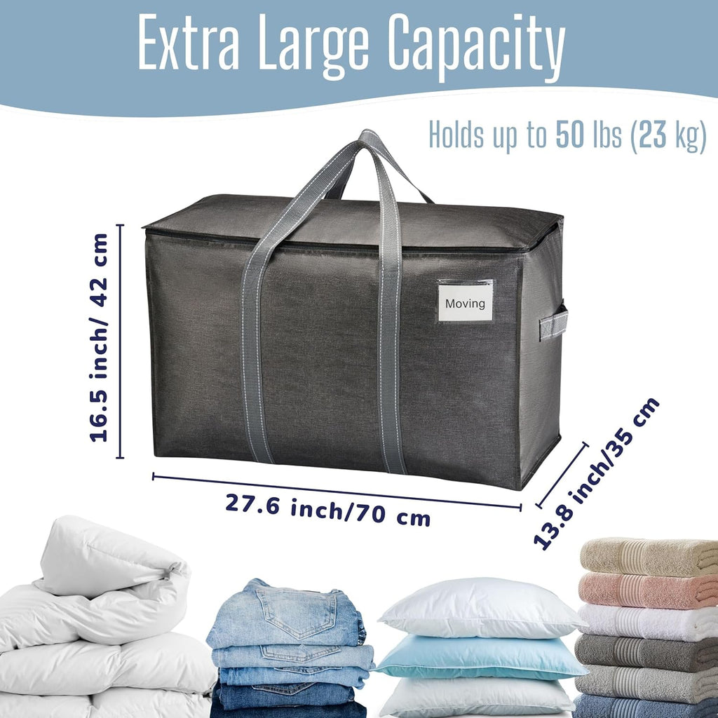 VENO Heavy Duty Moving Bags - 8 Pack Extra Large Storage Solution with Reinforced Handles & Zippers | Foldable & Reusable for Clothes & Dorms
