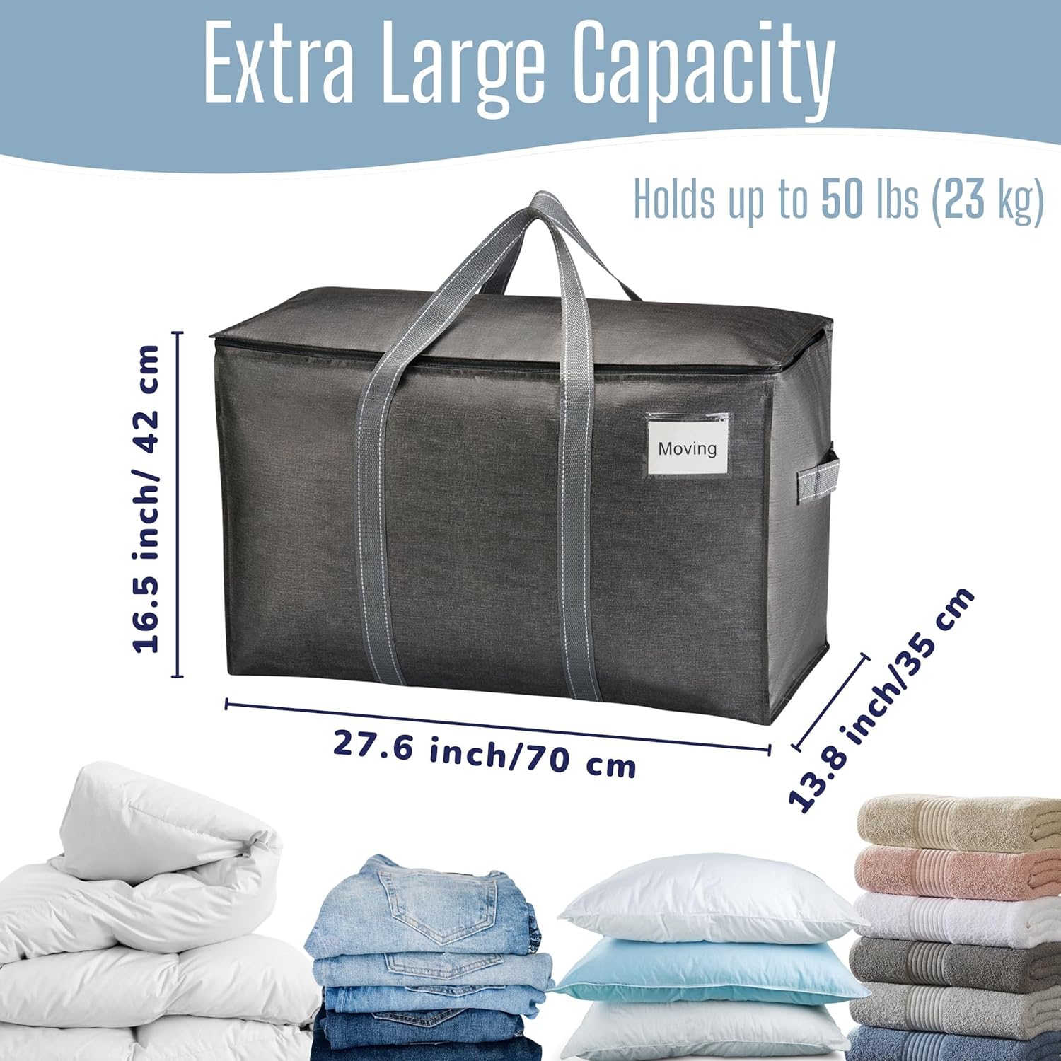 VENO Heavy Duty Moving Bags - 8 Pack Extra Large Storage Solution with Reinforced Handles & Zippers | Foldable & Reusable for Clothes & Dorms