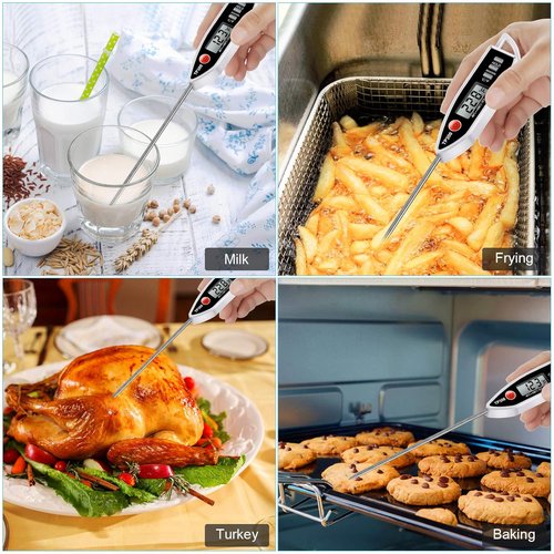 Meat Food Thermometer - Digital Instant Read Cooking Thermometer for BBQ, Oil, Milk & More
