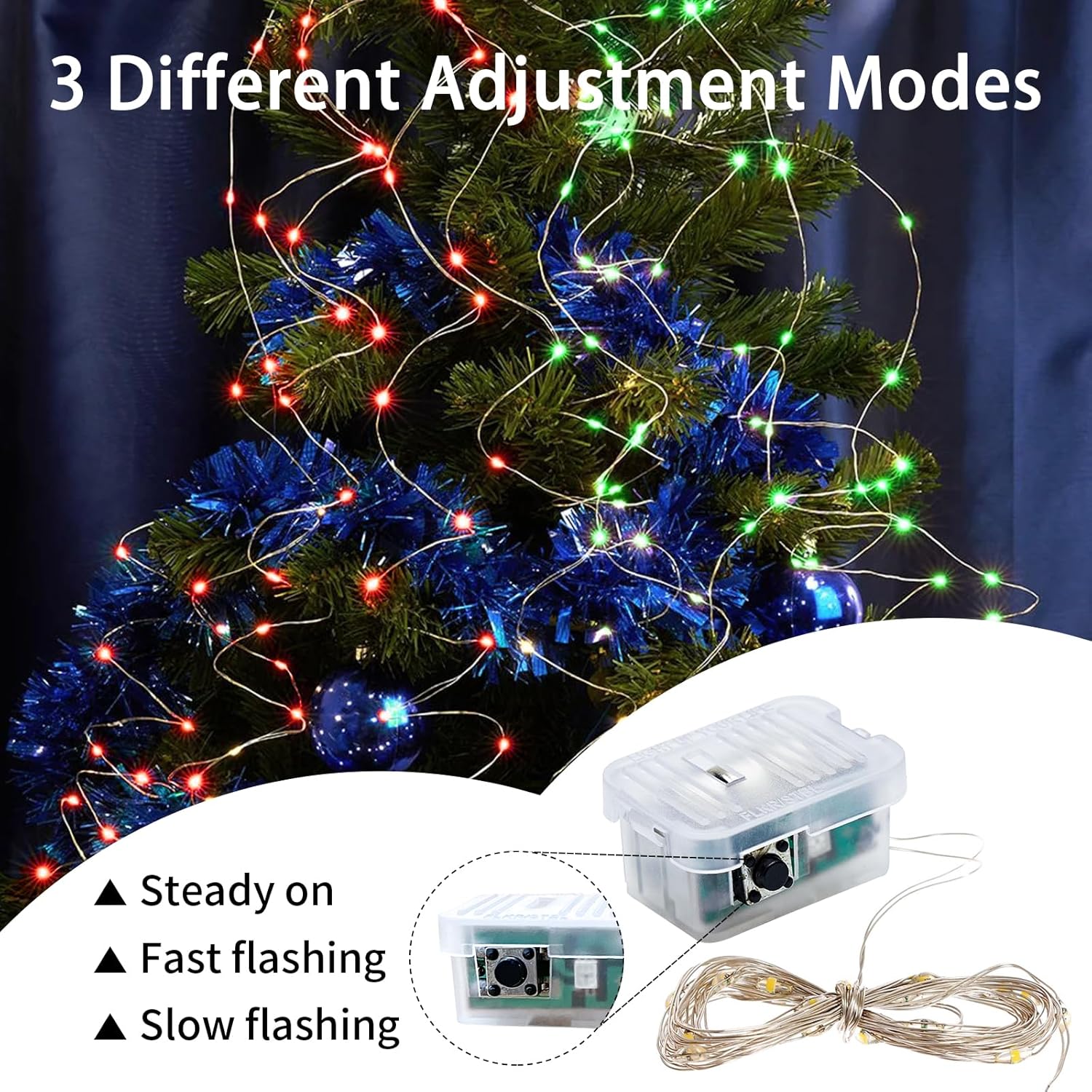 Skiennix 50 Pack Fairy Lights - 7Ft 20 LED Twinkle String Lights | Battery Operated & Waterproof for Parties, Weddings, Christmas, Red & Green
