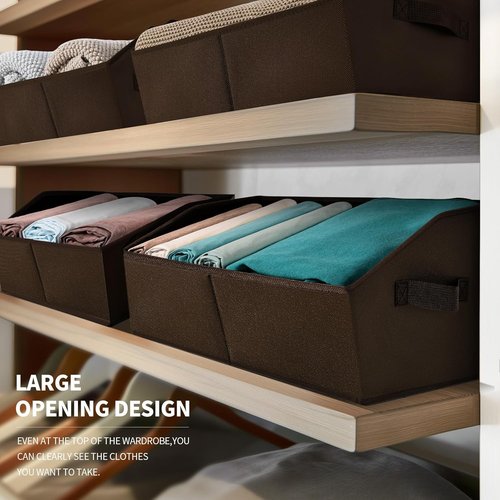 Homsorout Fabric Cube Bins - Collapsible Storage Organizers with Handles, 10 Pack, Brown