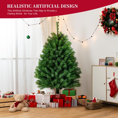 BAOYILAI 4.5FT Small Artificial Christmas Tree, Realistic Christmas Tree with PVC Branch Tips,Metal Hinges and Foldable Base for Home,Lobby,Office,Party Decoration