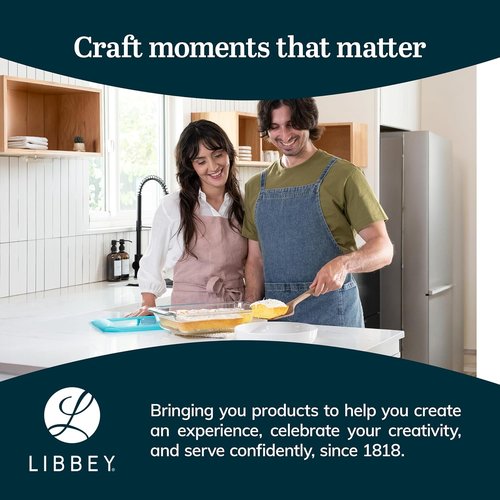 Libbey Premium Glass Baking Dish Set - Stackable Casserole Dishes with Lids | 2-Piece Set for Casseroles, Lasagna, Cakes