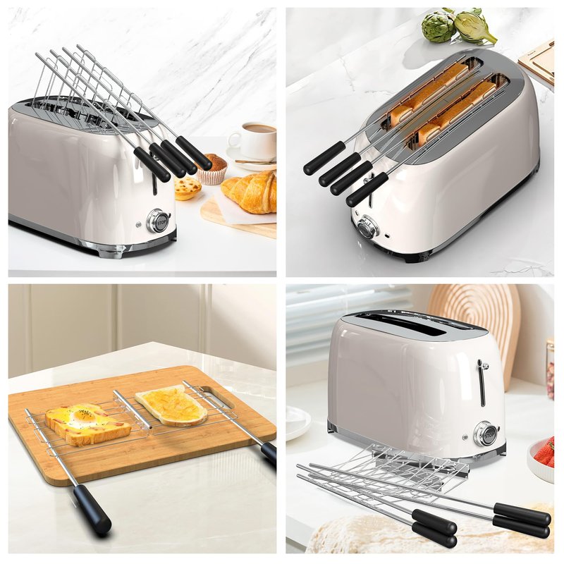 LZLXXLZL Sandwich Cage - Toaster Racks for 2-Slice Toast Maker, Classic Sandwich Clip to Make Toasted Sandwiches, Stainless Steel Bread Rack Toaster Accessories (Black)