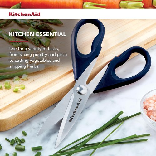 KitchenAid Kitchen Shears - Durable Stainless Steel Scissors with Soft Grip Handle | 8.72 Inch, Ink Blue