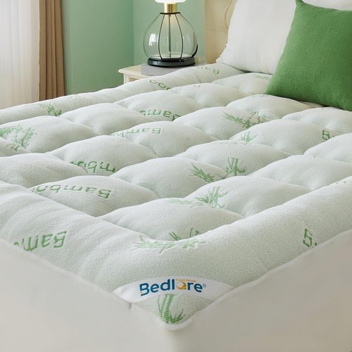 BEDLORE Full Size Mattress Topper - Thick Bamboo Viscose Pillow Top for Comfort | Breathable Design for Back Pain Relief