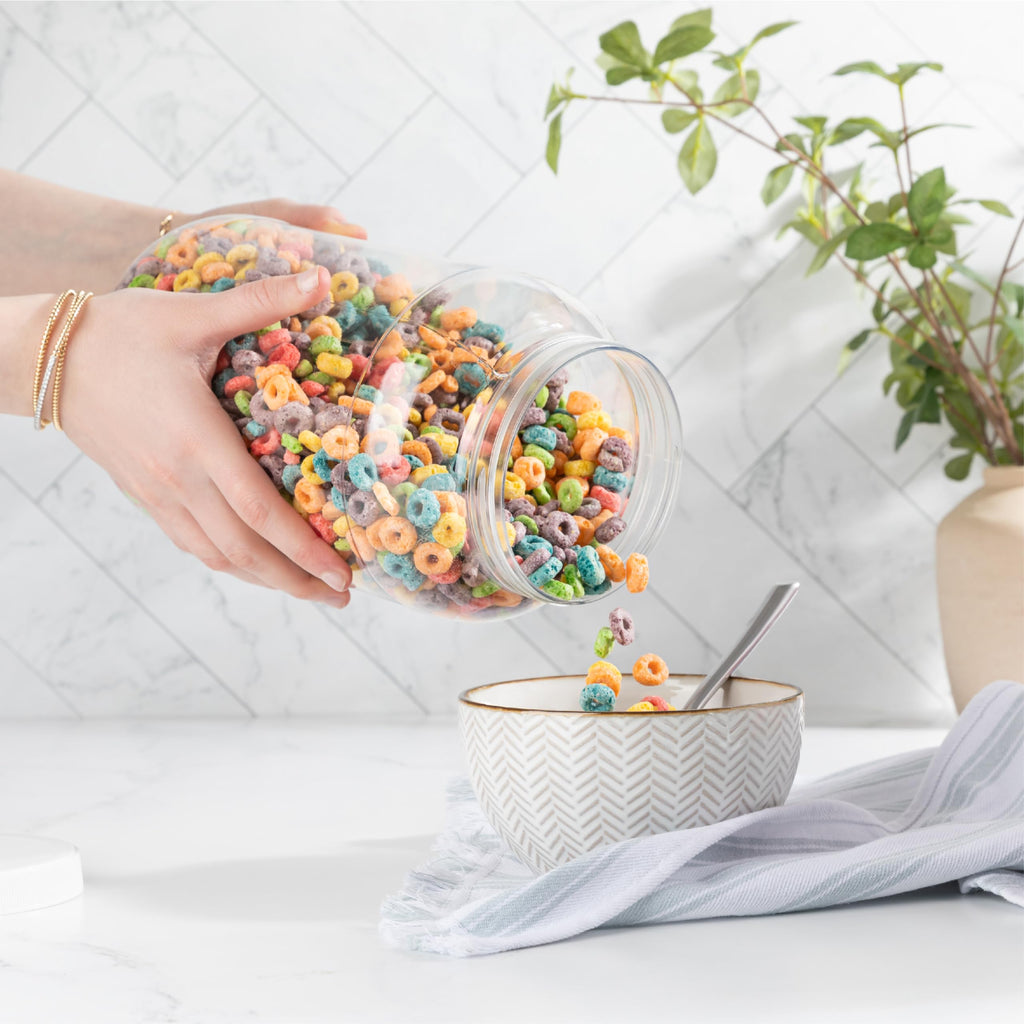 kitchentoolz 1 Gallon Plastic Jar with Airtight Lid – Wide Mouth Food Storage Container – Clear PET Canister – Made in USA