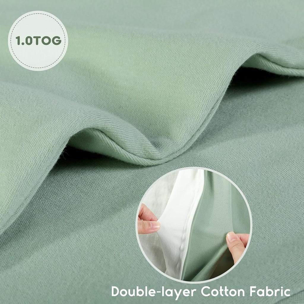 Yoofoss Baby Sleep Sack - 100% Organic Cotton Wearable Blanket | 6-12 Months, 2-Pack, TOG 1.0