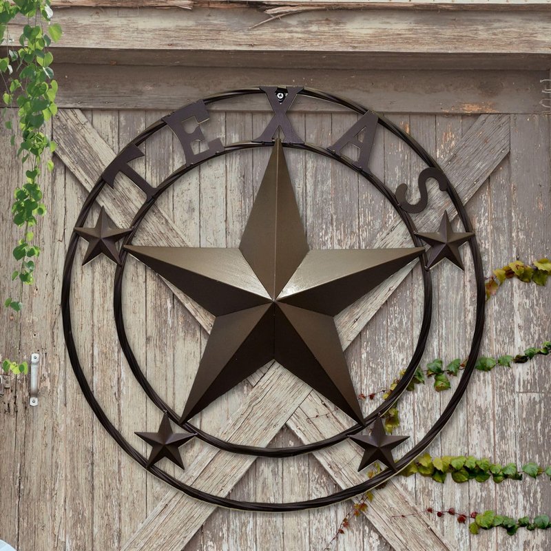 BestGiftEver 24" Metal Wall Hanging Decoration - Rustic Western Wall Sculpture Texas Pride Home Decor, Rustic Wall Art for Living Room, Cowboy & Western Decor, Metal Texas Star Wall Art