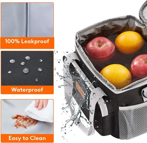 Lifewit Insulated Lunch Bag - Soft Cooler Tote for Adults | Gray & Black, 12-Can Capacity (9L)