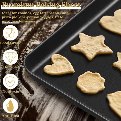 E-far Nonstick Toaster Oven Tray - 10.5x8 Inch Baking Sheet for Cookies & Bacon | Easy Clean, Heat Resistant