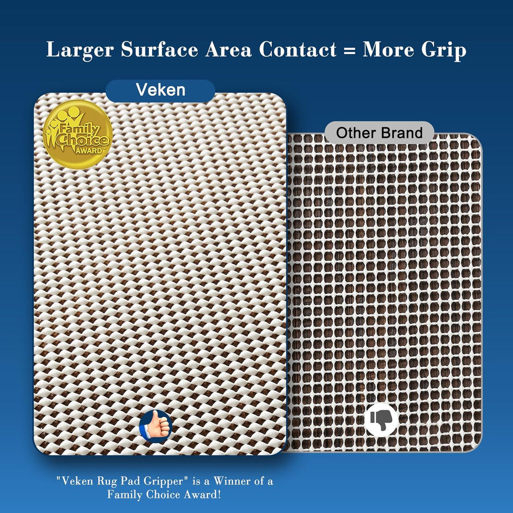 Veken Rug Gripper Pad - Thick Non-Slip Area Rug Pad for Hardwood & Tile Floors | 2x3 Ft Anti-Skid Mat