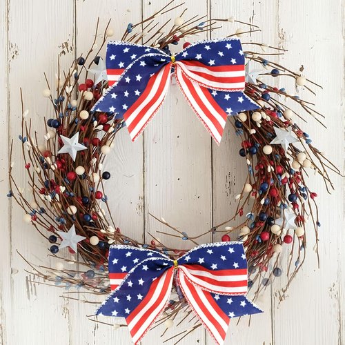 American Flag Bows | 12 PCS Red, White & Blue Patriotic 6" Bows for 4th of July & Memorial Day Decor