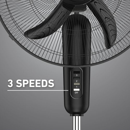 Holmes 18-Inch Oscillating Stand Fan - Powerful 3-Speed Airflow with Adjustable Height & 30° Tilt - Black