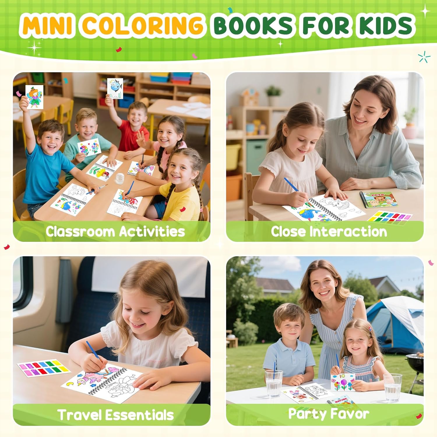 ZMLM 24 Mini Water Coloring Books for Kids - Fun Party Favors & Classroom Prizes (Nature)
