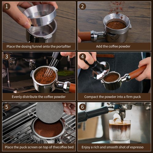 51mm Espresso Tamper Set, 5-IN-1 Espresso Accessories Kit with Coffee Tamper, WDT Tool, Dosing Funnel, Non-slip Mat and Cleaning Brush