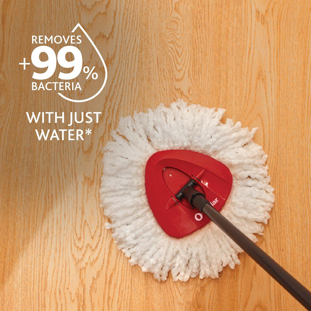 O-Cedar EasyWring Microfiber Spin Mop & Bucket System - Includes 1 Extra Refill, Red/Gray
