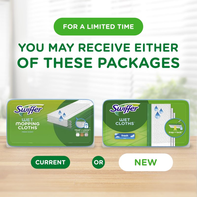 Swiffer Sweeper Wet Mopping Cloths, Mop and Broom Floor Cleaner Refills, Open Window Fresh Scent 24-Count (Pack of 6) (Packaging May Vary)