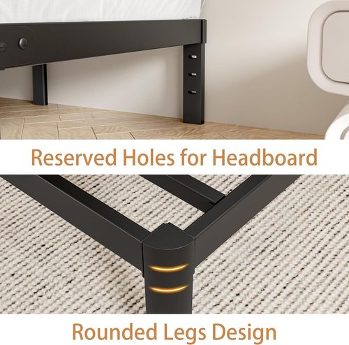 Full Bed Frame by [Brand Name] - Heavy Duty 14 Inch Metal Design with No Box Spring Needed | Noiseless, Easy Assembly, Black