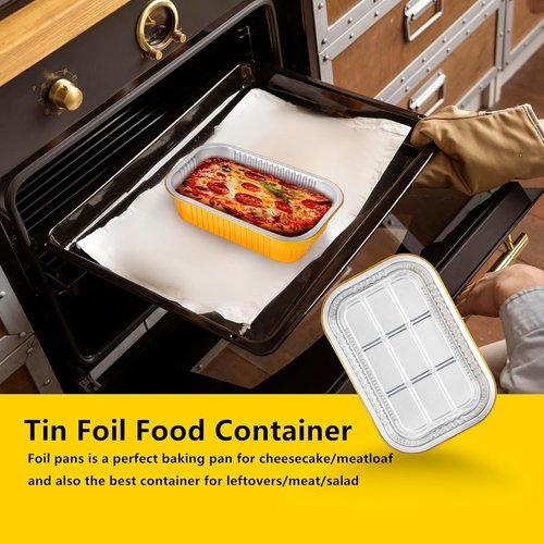 Heavy Duty Aluminum Pans by [Brand Name] - 40 Pack Disposable 25 Oz Containers with Lids | Perfect for Baking, Meal Prep & Takeout