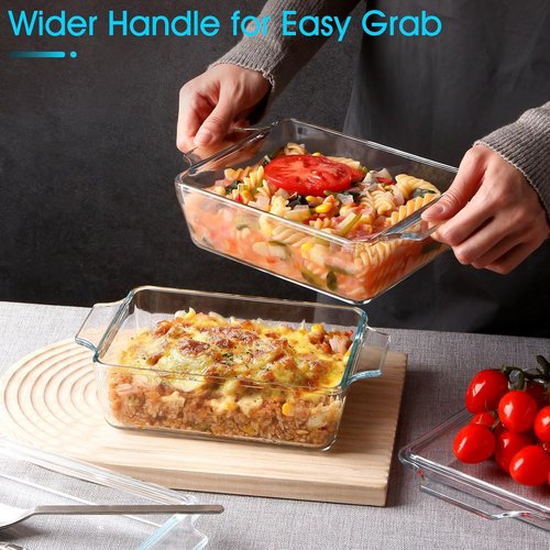 Glass Casserole Dish Set by [Brand Name] - Oven Safe Rectangular Mini Baking Dish with Lid | 5.7in x 7in