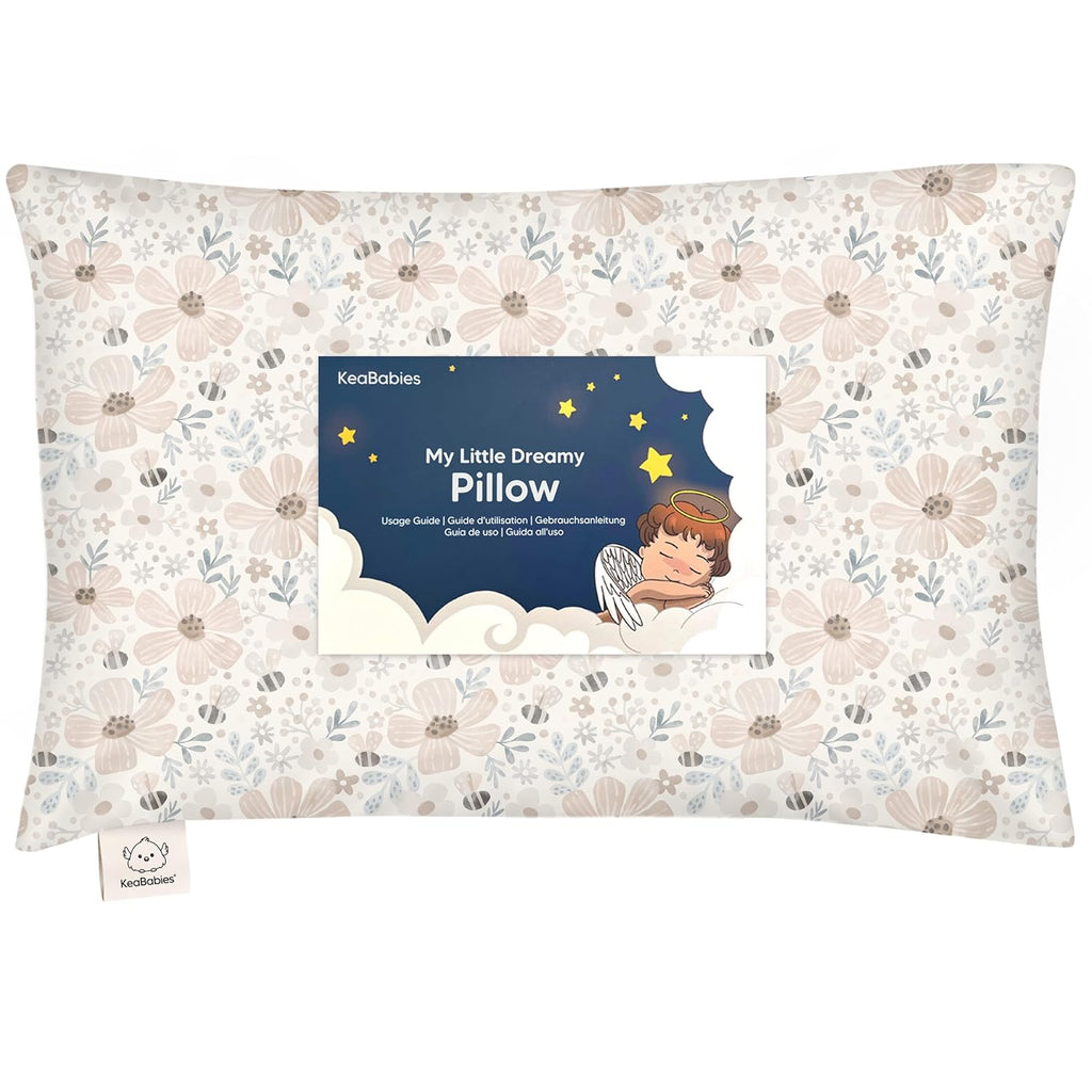 My Little Dreamy Toddler Pillow - Organic Cotton Travel Bed Pillow with Soft, Breathable Case | 13x18 Inches for Ages 2-5 (Flora Vale)