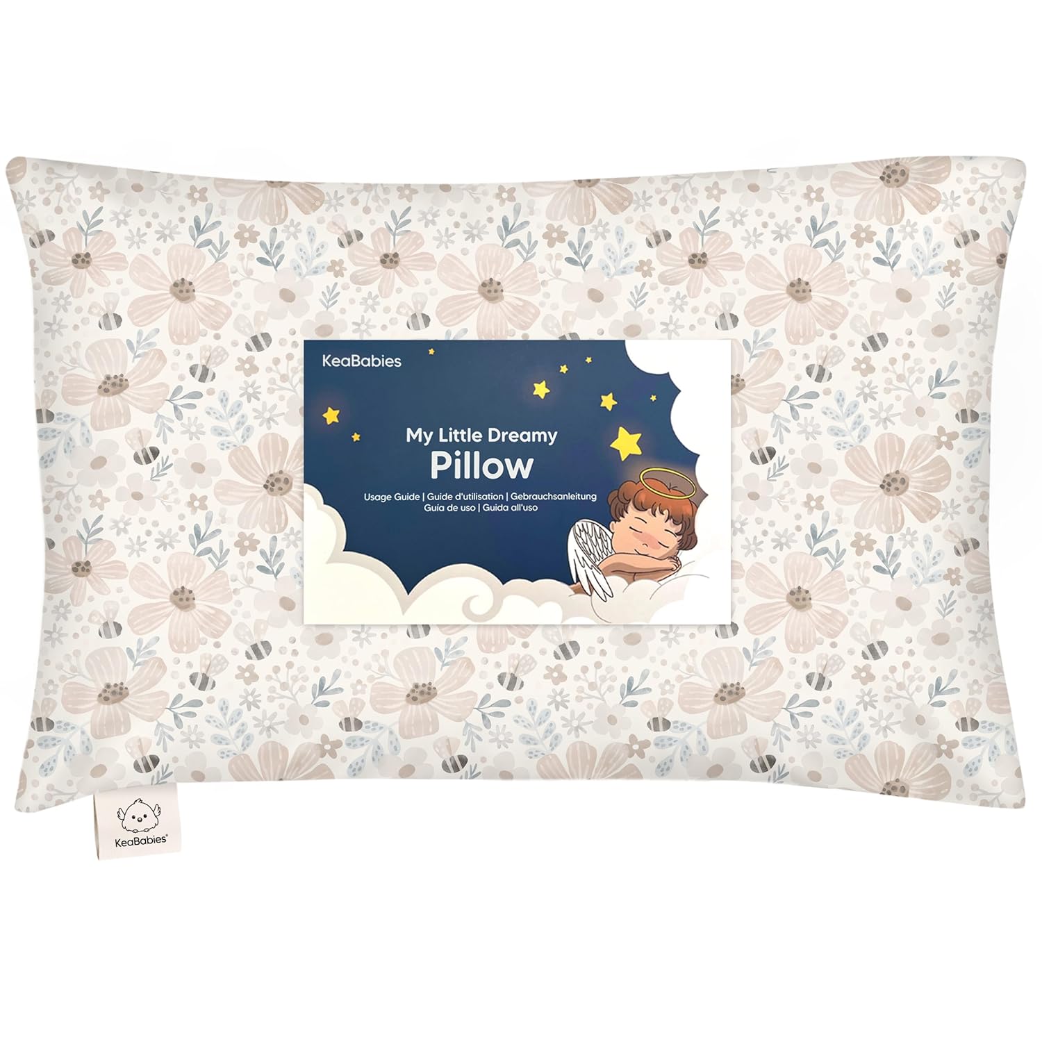 My Little Dreamy Toddler Pillow - Organic Cotton Travel Bed Pillow with Soft, Breathable Case | 13x18 Inches for Ages 2-5 (Flora Vale)