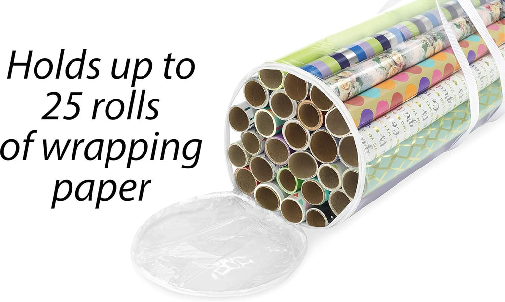Whitmor Clear Gift Wrap Organizer - Zippered Storage for 25 Rolls | Pack of 6