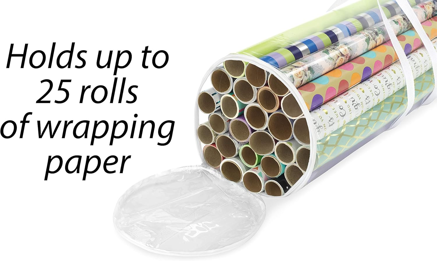 Whitmor Clear Gift Wrap Organizer - Zippered Storage for 25 Rolls | Pack of 6