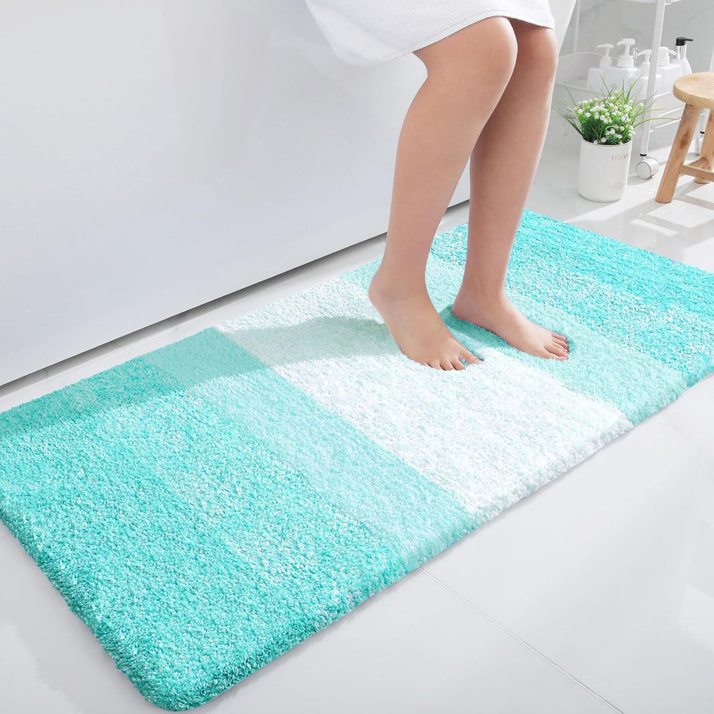 OLANLY Large Bathroom Rugs - Extra Soft Microfiber Mat 40x24 | Quick Dry & Machine Washable - Teal