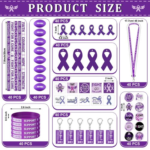 Hollowfly 400 Pcs Purple Ribbons Epilepsy Awareness Items Pancreatic Alzheimers Lupus Domestic Violence Items Ribbon Awareness Month Products for Charity Fundraising Party Supply