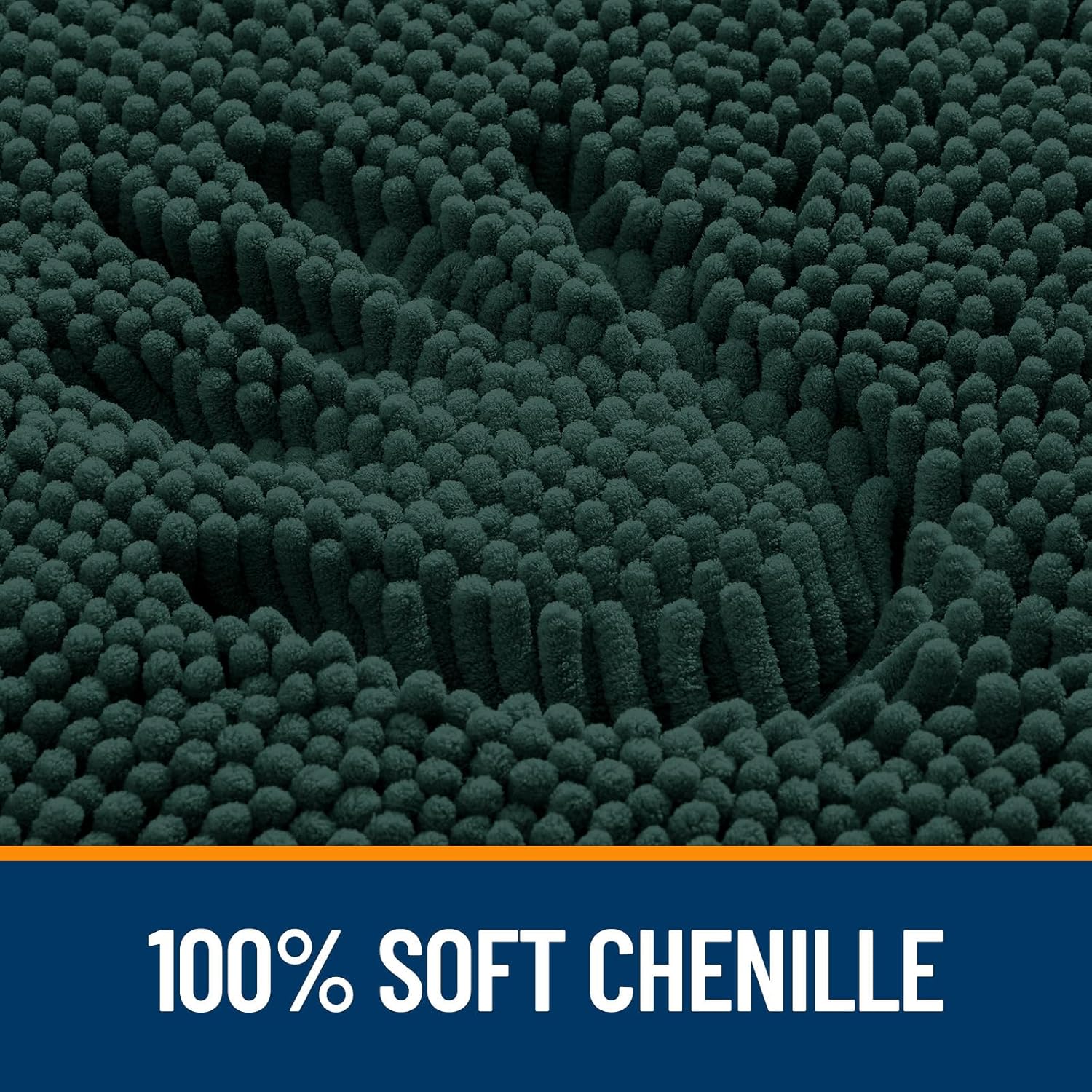 OLANLY Large Bathroom Rugs - Soft Absorbent Chenille Bath Mats | Quick-Dry Rubber Backing, 70x46, Blackish Green