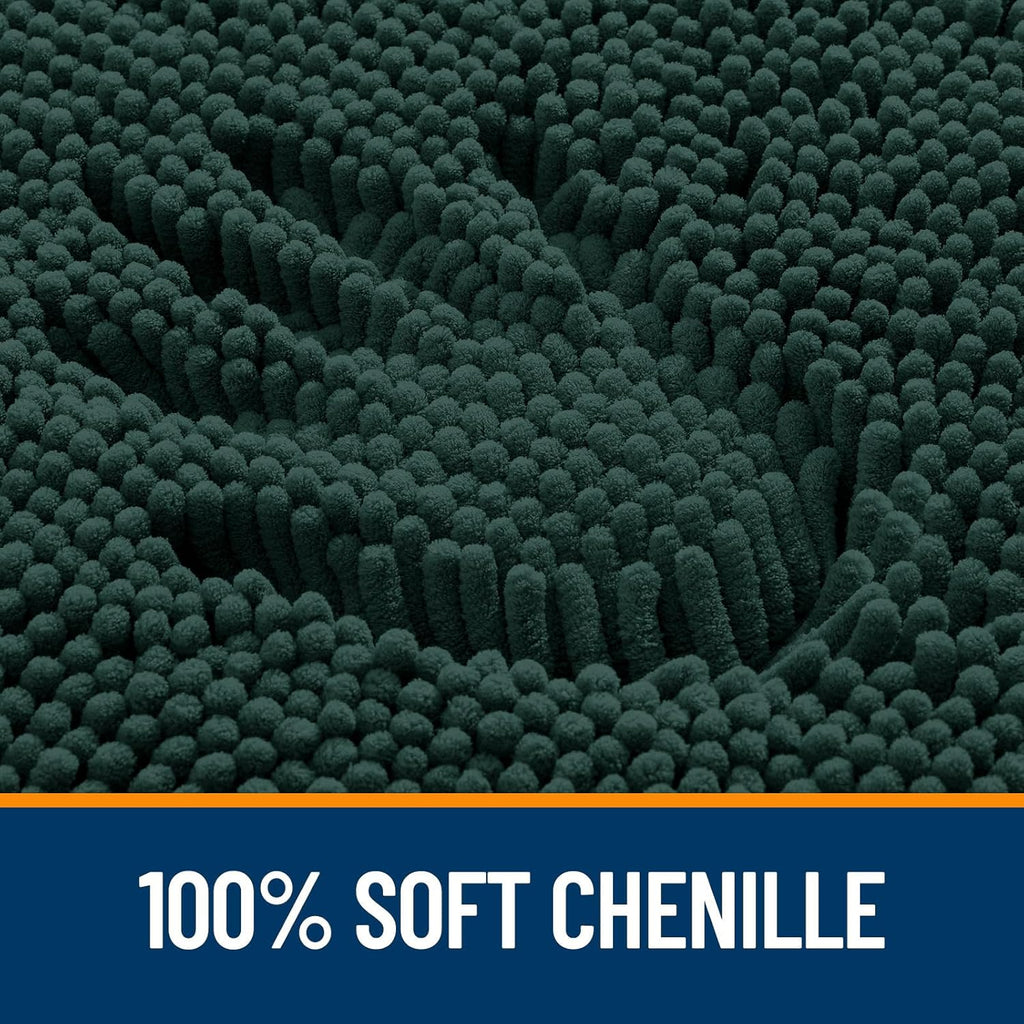 OLANLY Large Bath Rugs - Soft Absorbent Chenille with Quick Dry Rubber Backing | 40x32 Blackish Green
