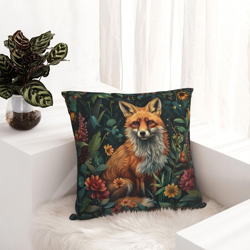 Ideeze William Morris Forest Animals Fox Throw Pillow Covers Soft Decorative Throw Pillowcases Cushion Case Square for Home Decor Bed Couch Car Living Room 18x18 Inch