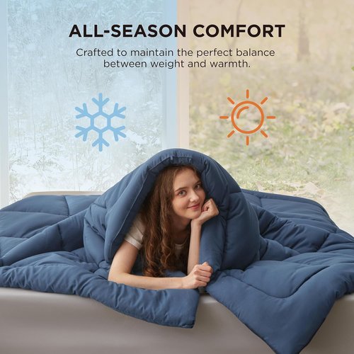 Bedsure Comforter Duvet Insert - All-Season Quilted Down Alternative Blanket, Dark Slate Blue, Full 86 x 82 Inches