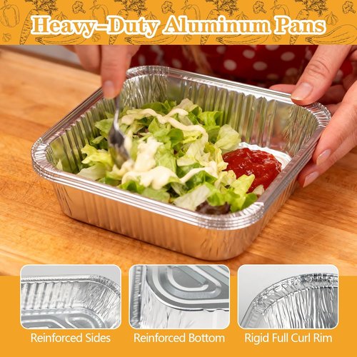 Heavy Duty 8x8 Aluminum Pans with Lids by [Brand Name] - 20 Pack Extra Deep Disposable Foil Trays for Cooking & Baking