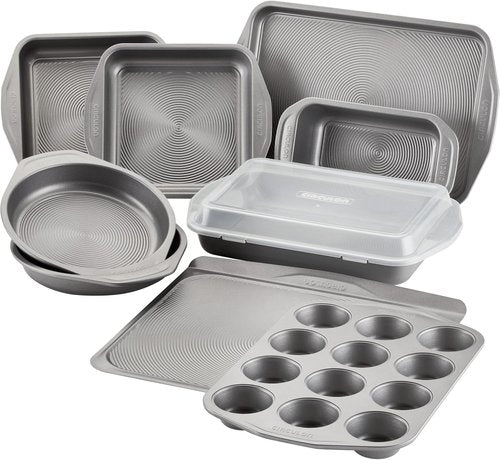 Circulon Total Nonstick Bakeware Set - 10-Piece Metal Baking Pans in Gray for Effortless Baking