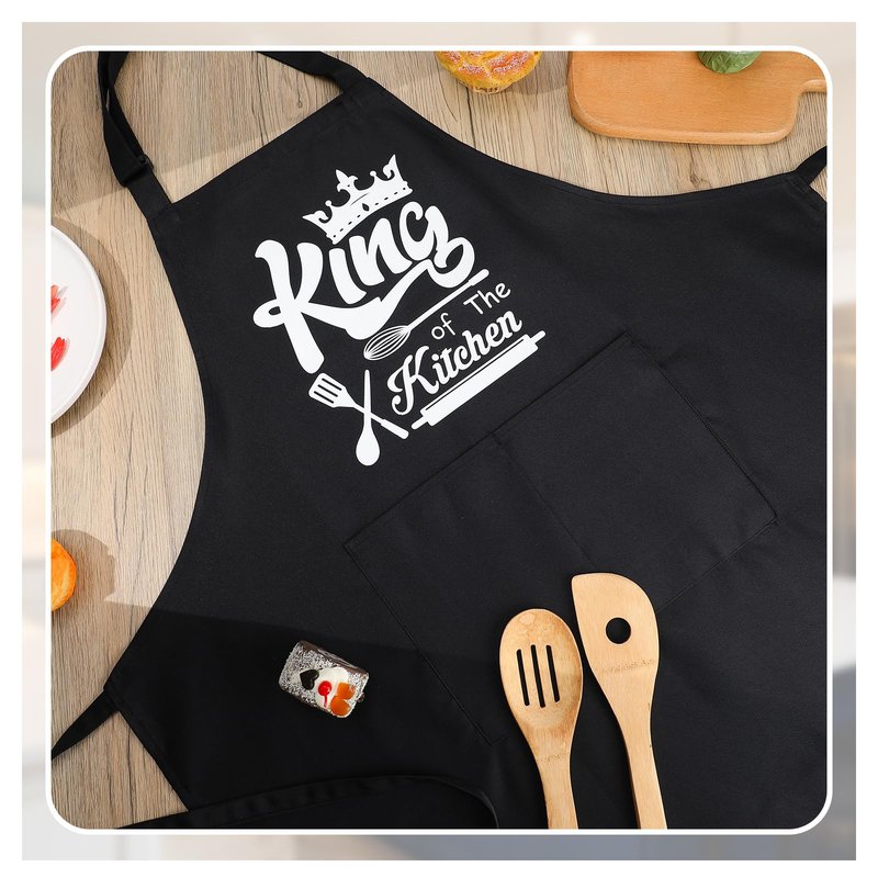 XLSXEXCL Funny Aprons for Men, 39’’ x 39'' Plus Size Aprons King of The Kitchen Cooking Aprons Men Personalized Custom Aprons Adjustable Chef Baking Apron Gifts for Dad, Husband, Brother, Grandpa