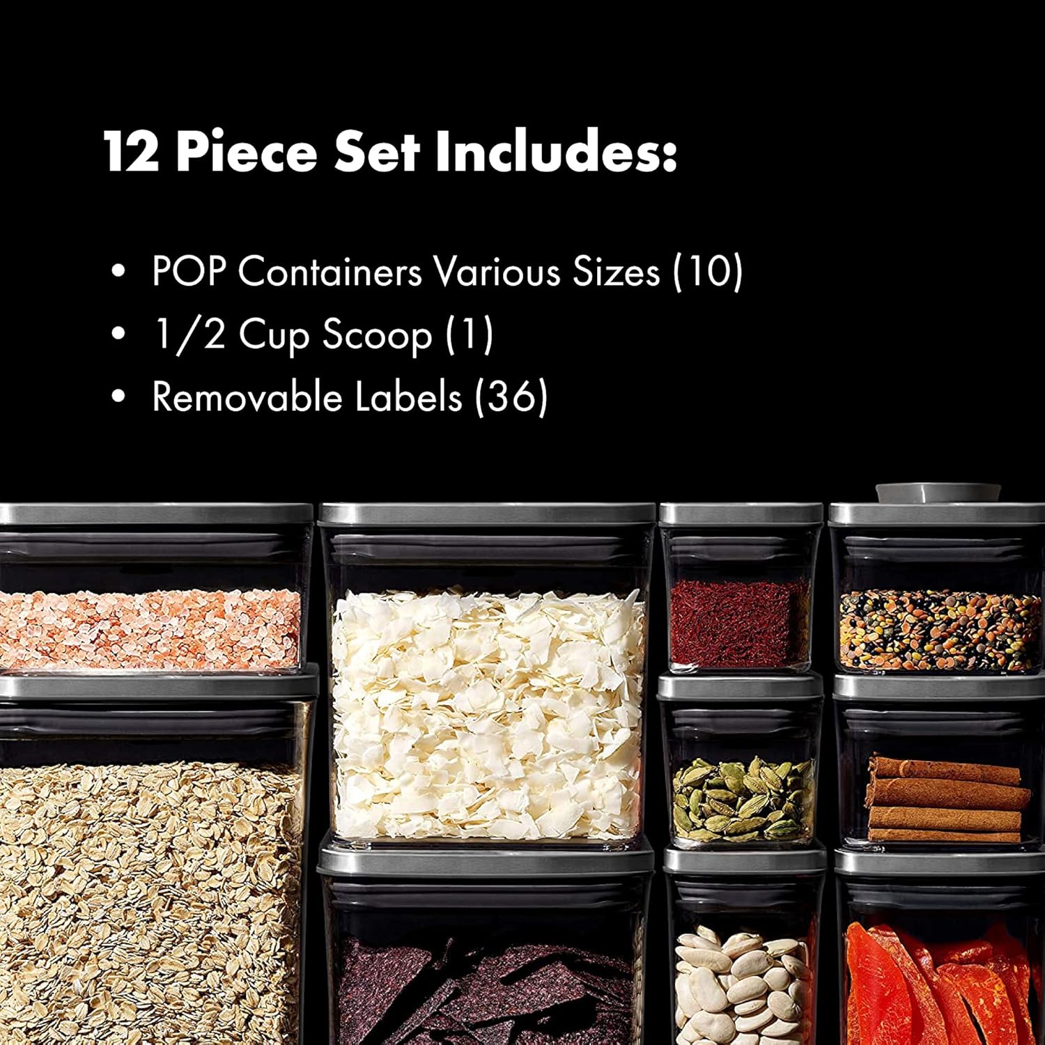 OXO SteeL 12-Piece POP Container Set - Airtight Food Storage Solution for Freshness