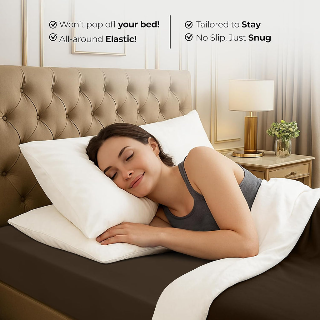 Utopia Bedding Queen Fitted Sheet - Deep Pocket Soft Microfiber - Fade Resistant & Easy Care (Brown)