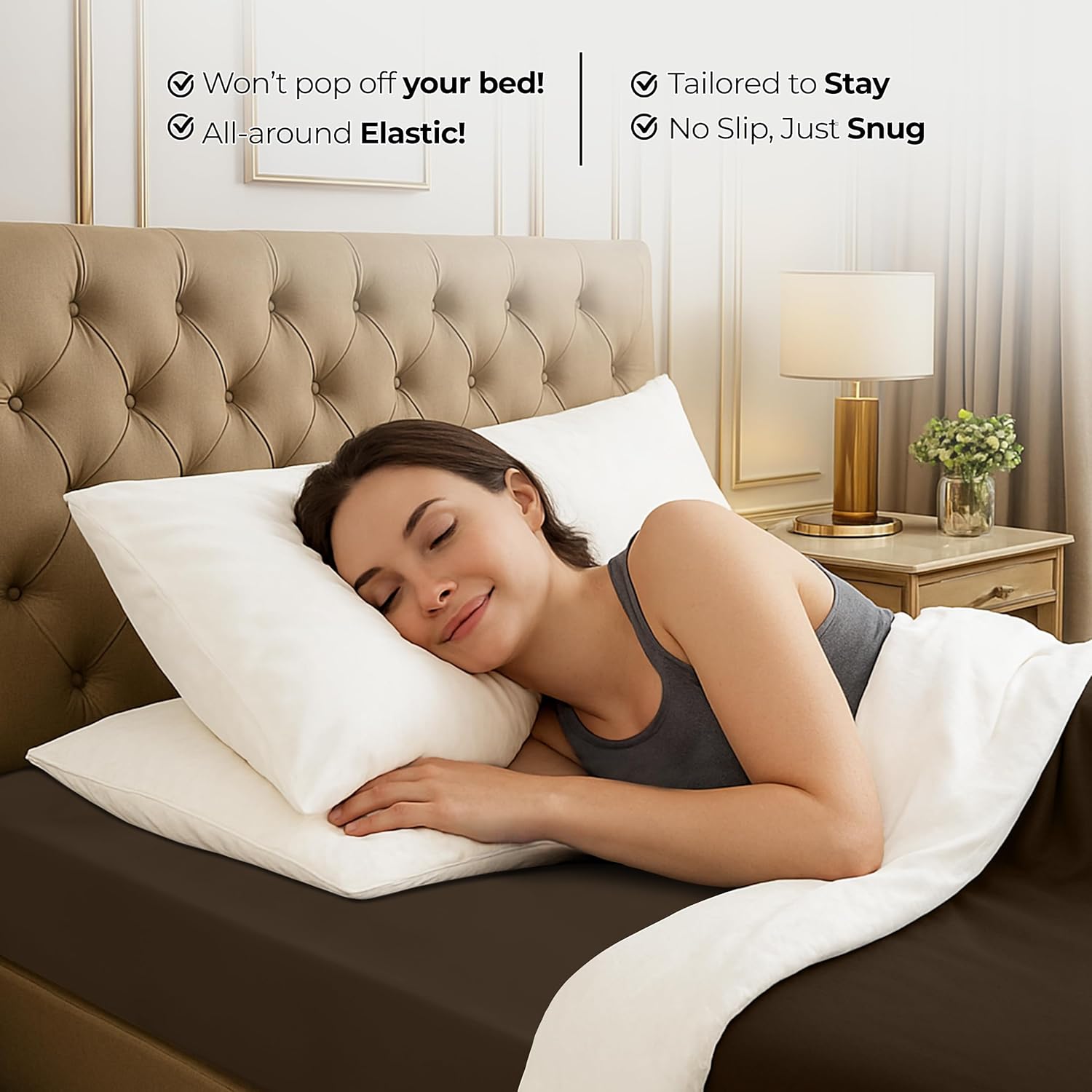 Utopia Bedding Queen Fitted Sheet - Deep Pocket Soft Microfiber - Fade Resistant & Easy Care (Brown)
