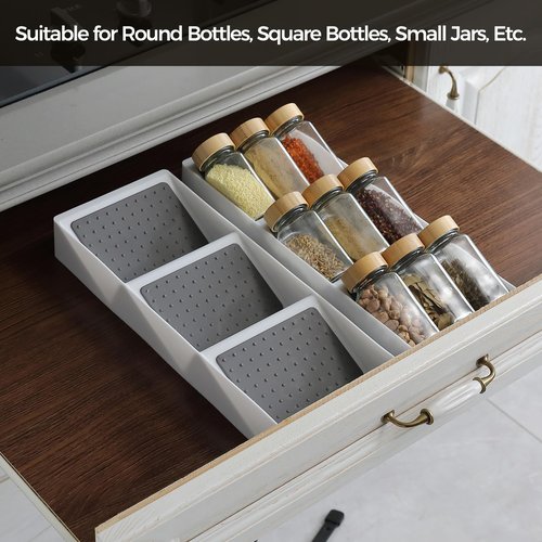 ideamake Kitchen Drawer Organizer,2 Pack,Pantry Organizers and Storage,Spice Rack Organizer for Cabinet, Making up Organizer, Bottle Rack,Bottles Holder,Spice Bottle Organizer