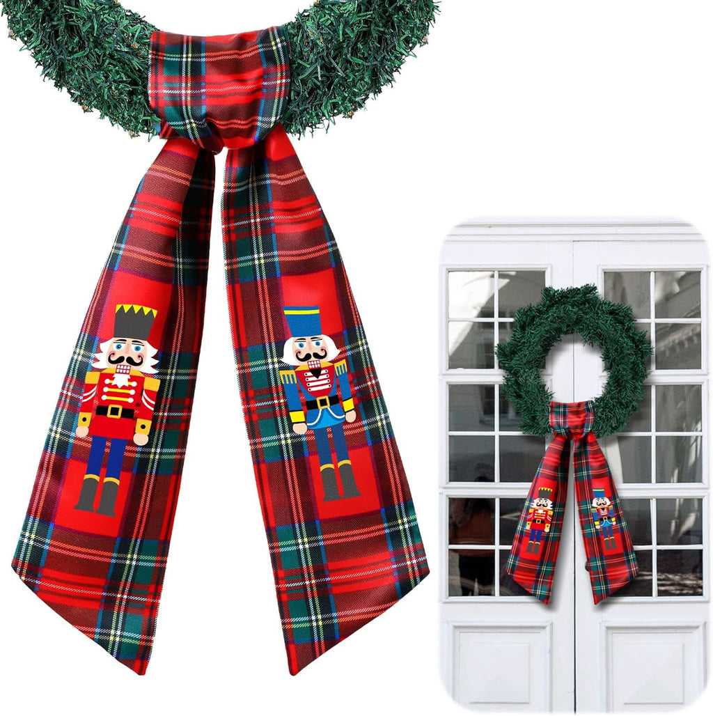 Regine Switzerland Wreath Sash - Customizable Satin Ribbon for Indoor/Outdoor Decor | Red & Black Christmas Design
