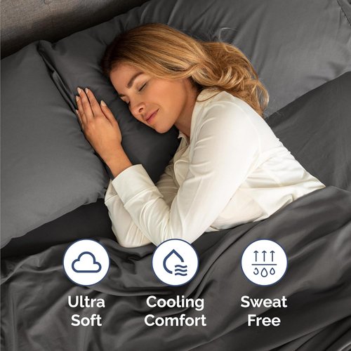 Comfy Twin Size 3 Piece Sheet Set by [Brand Name] - Breathable Cooling Bed Sheets | Ultra-Soft, Deep Pockets, Wrinkle-Free - Charcoal