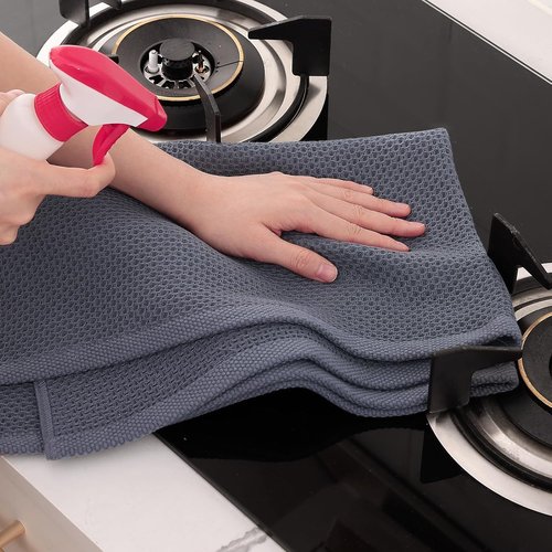 Homaxy 100% Cotton Oversized Waffle Weave Dish Towels - Ultra Soft & Absorbent, 20 x 28 Inches, 6-Pack | Dark Grey